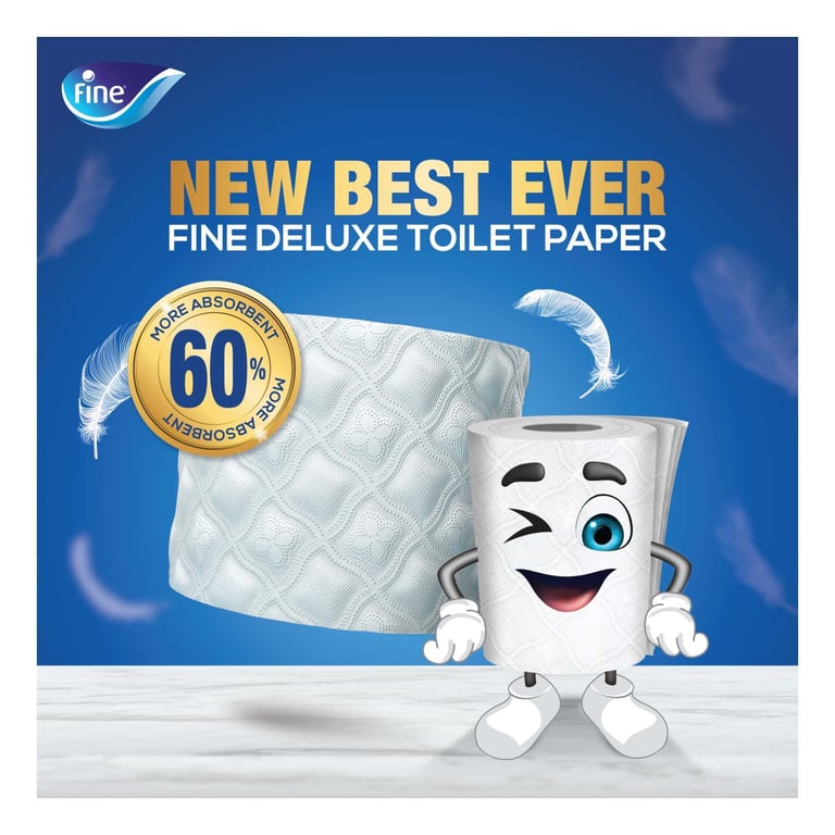 Fine Deluxe Toilet Tissue Roll 140 Sheets X 3 Ply 4 Rolls