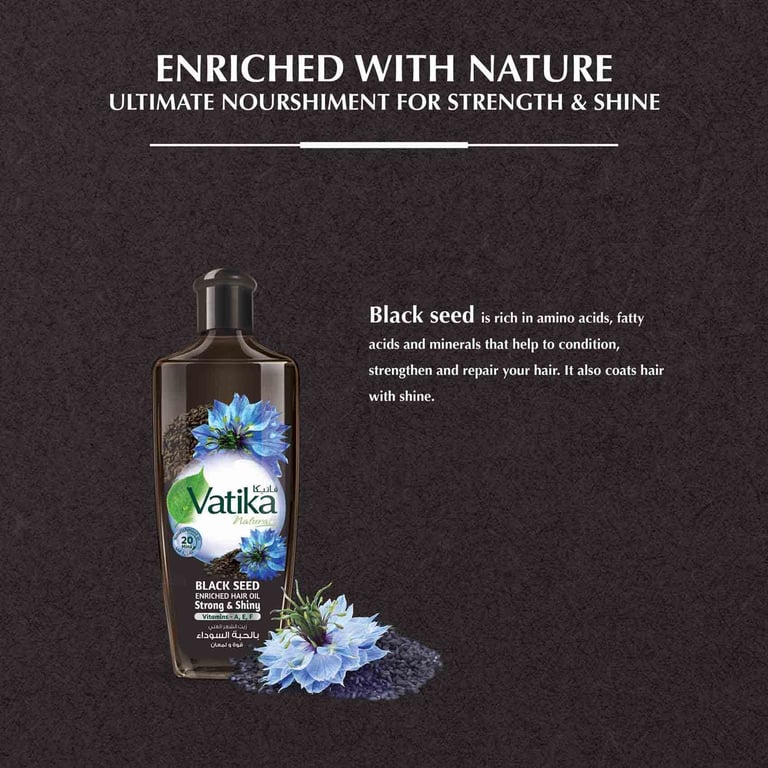 Vatika Naturals Black Seed Enriched Hair Oil Strong &amp; Shiny 300ml