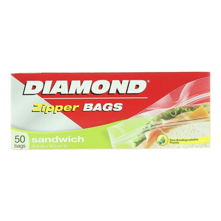 Diamond Sandwich Zipper Bags Clear 50 Bags