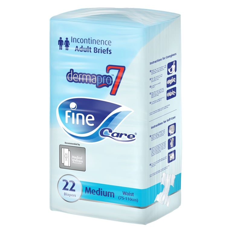 Fine Care Adult Diapers Medium (Waist 75-110Cm) 22 Diapers