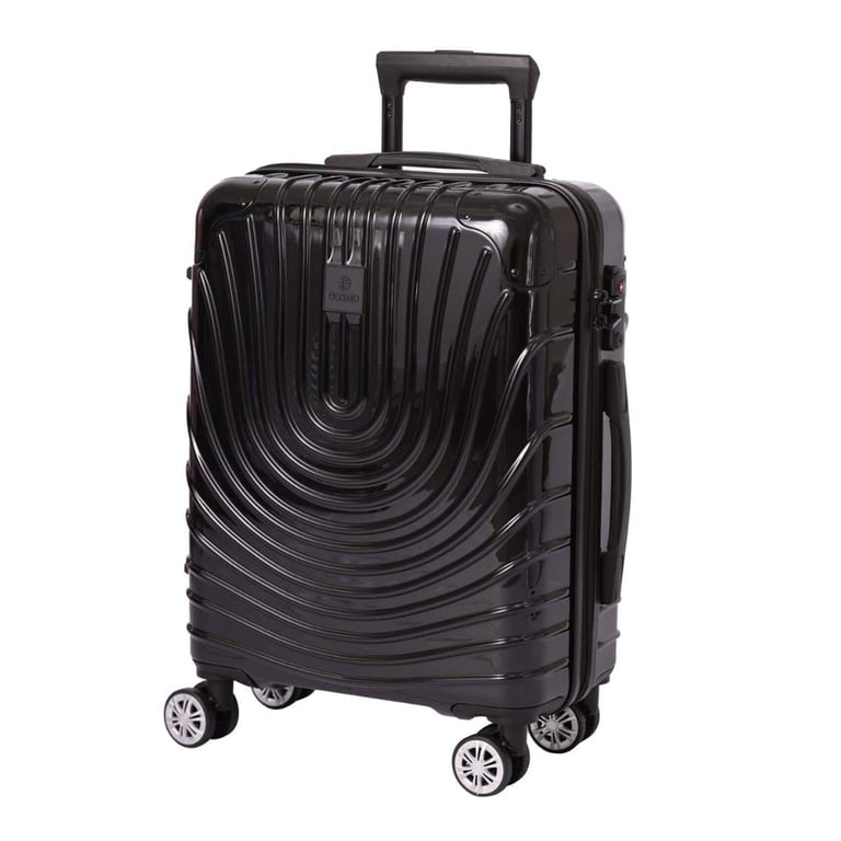 Cosmo Lumina 4 Wheel Hard Casing Medium Check-In Trolley 65cm Black