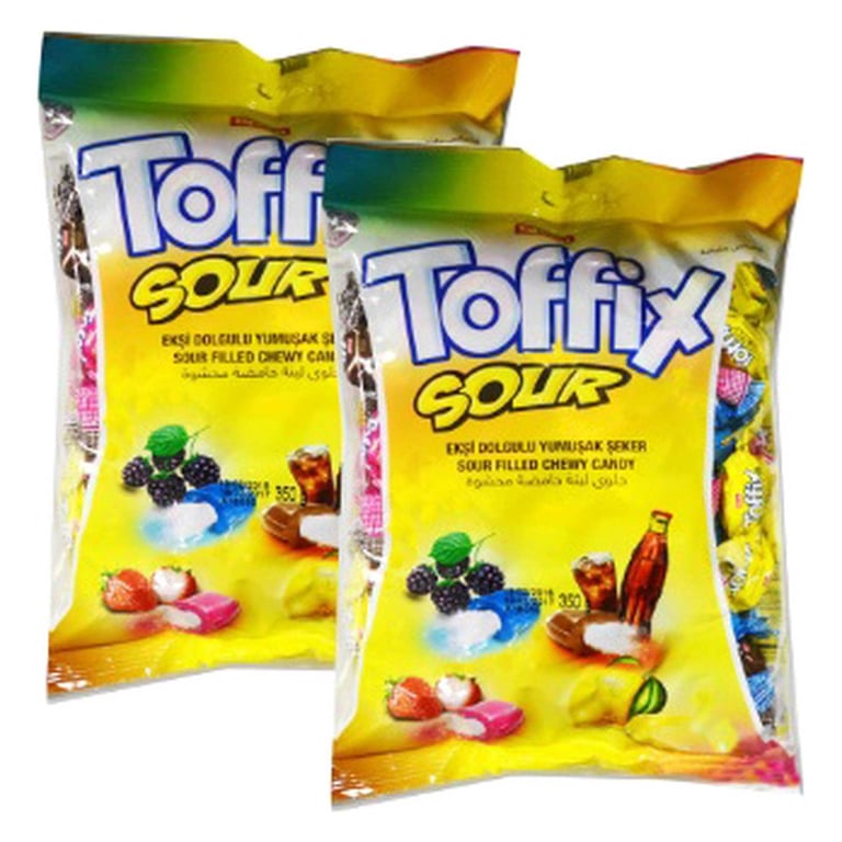 Elvan Toffix Sour Filled Chewy Candy 350g Pack of 2