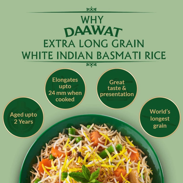 Daawat Extra Long Grain White Indian Basmati Rice 5kg