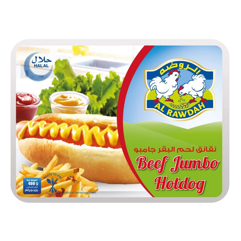 Al Rawdah Beef Jumbo Hot Dog 400g