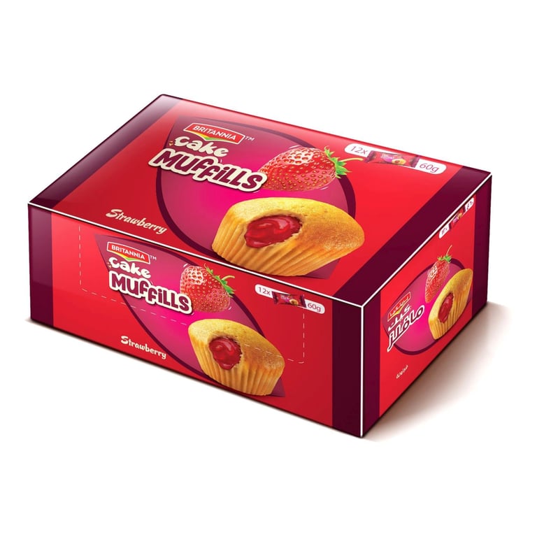 Britannia Strawberry Muffins Cake 60g Pack of 12