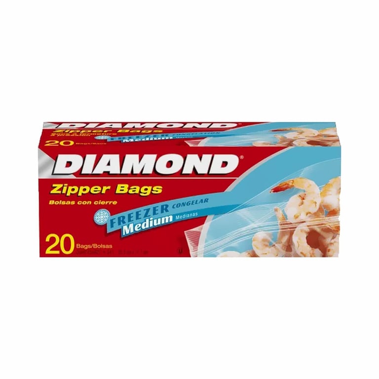 Diamond Freezer Zipper Medium Clear 20 Bags