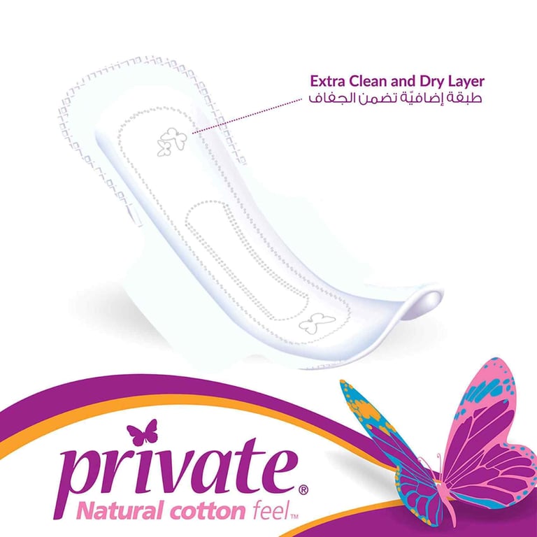 Private Extra Thin Normal Sanitary Pads With Wings White 18 Pads