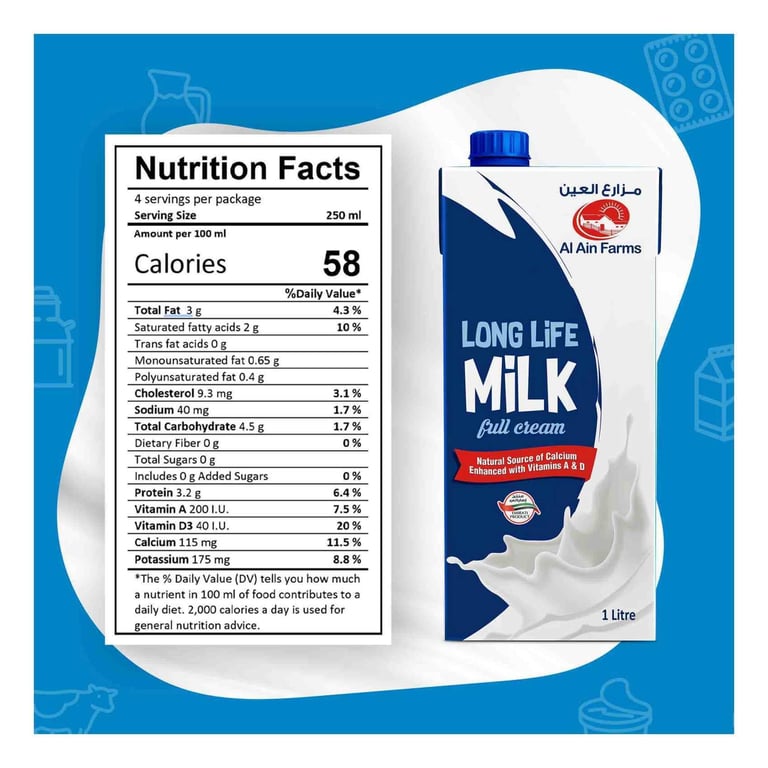 Al Ain Long Life Full Cream Milk 1L