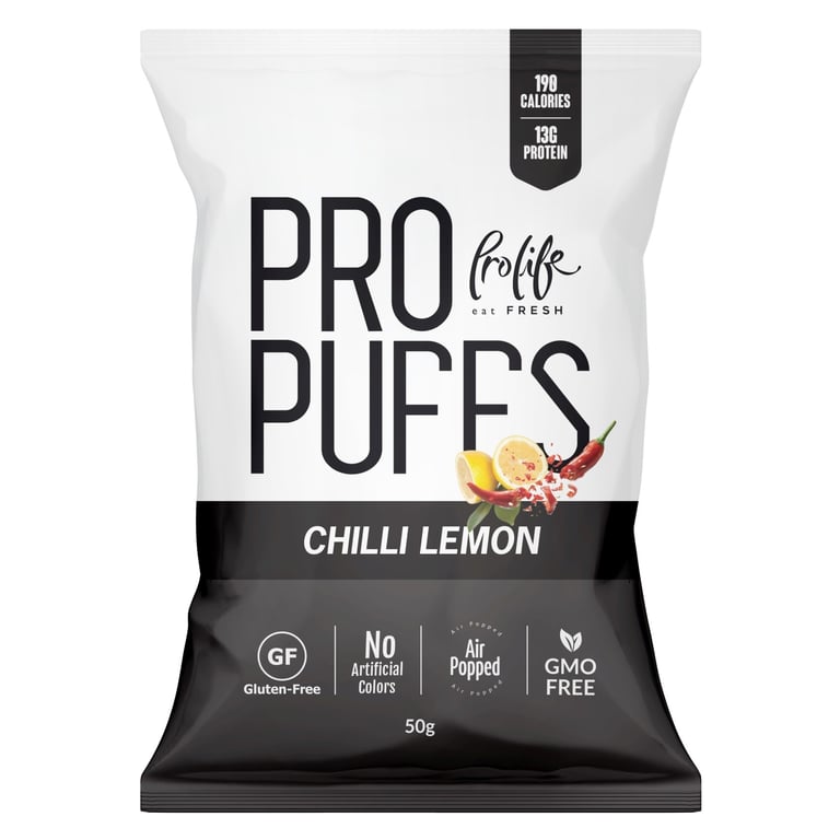 Prolife Pro Gluten-Free Chilli Lemon Flavoured Puffs 50g