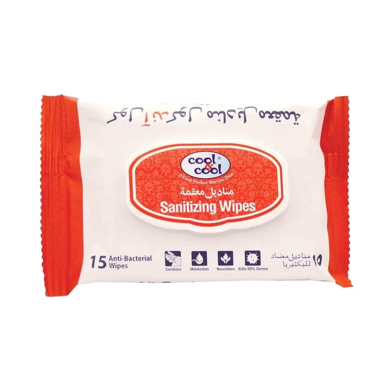 Cool &amp; Cool Sanitizing 15 Wet Wipes