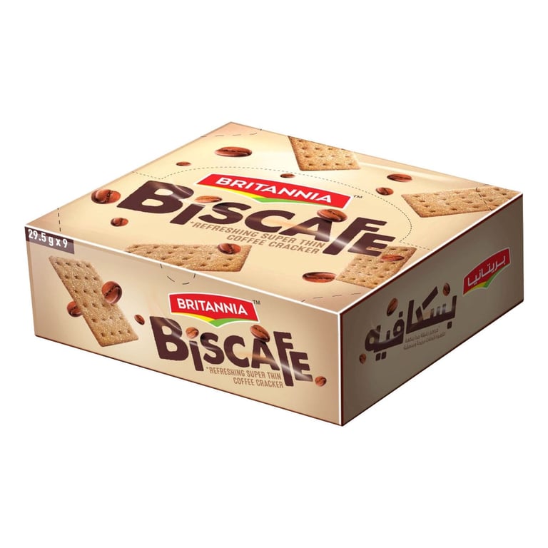 Britannia Biscafe Refreshing Super Thin Coffee Cracker 29.5g Pack of 9