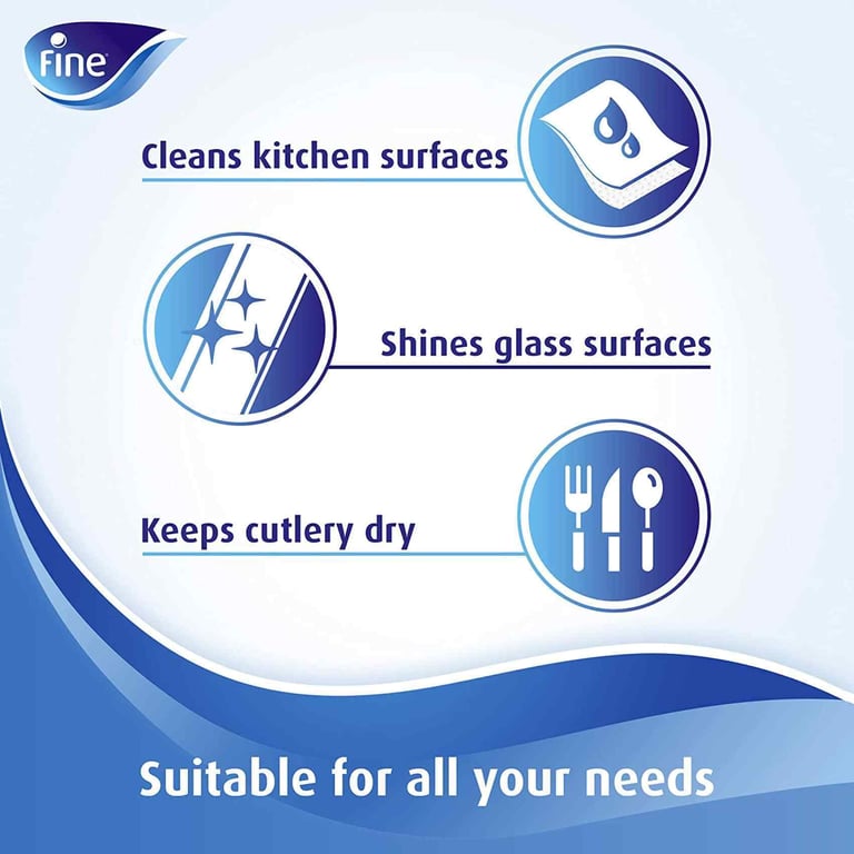 Fine Kitchen Paper Towel Multipurpose Do It All Tissue 150 Sheets X 2 Ply