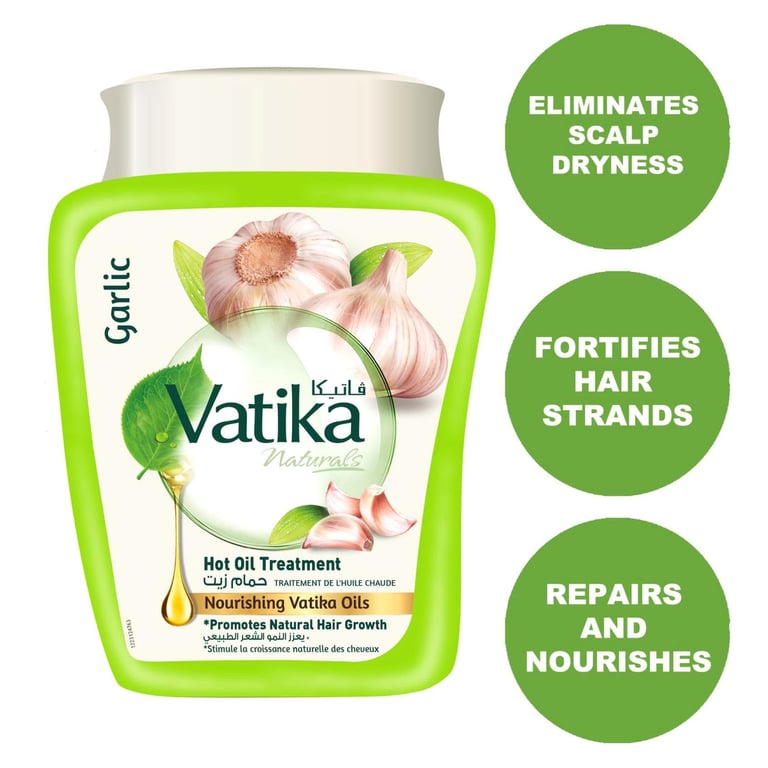 Dabur Vatika Naturals Garlic Hammam Zait Hot Oil Treatment Green 1kg