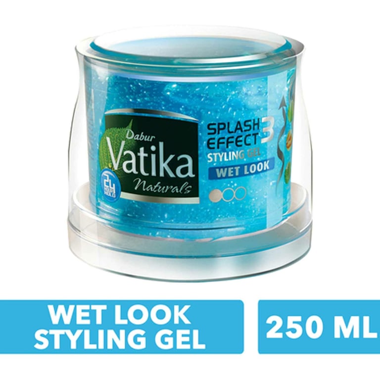 Dabur Vatika Naturals Wet Look Splash Effect Styling Hair Gel Blue 250ml