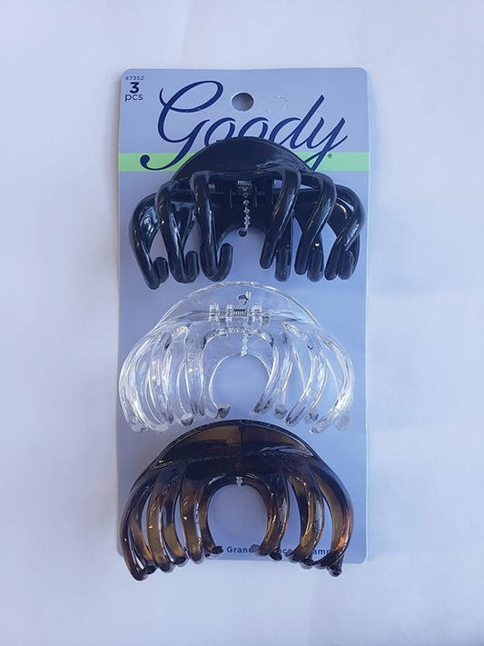 Goody Women&#39;s Classics Claw Clips, Translucent Spindle, 3 Count