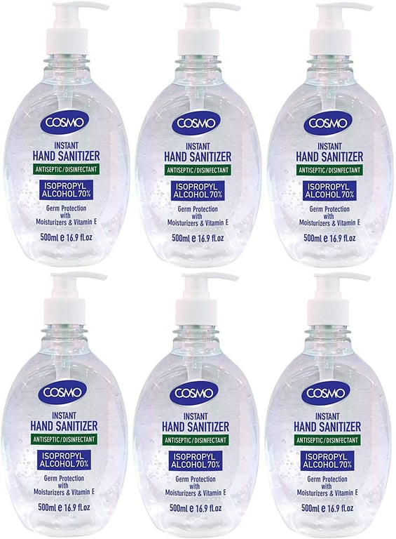 Cosmo Instant Hand Sanitizer Antiseptic/Disinfectant Gel - 500ml Pack Of 6