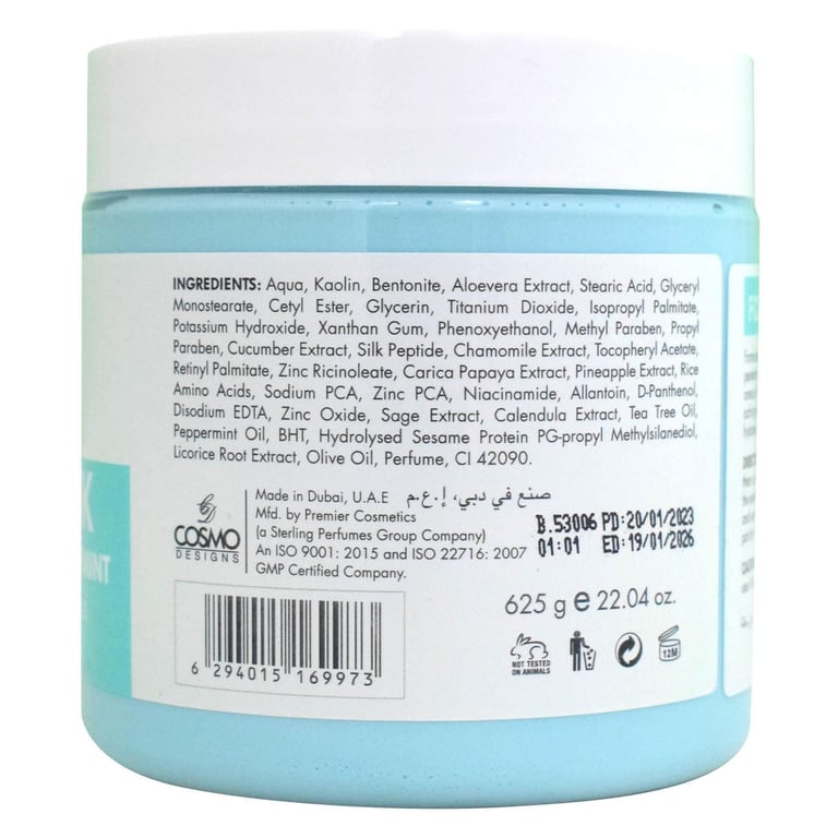 Cosmo Happy Feet Nourishing Foot Mask With Refreshing Peppermint Blue 625g