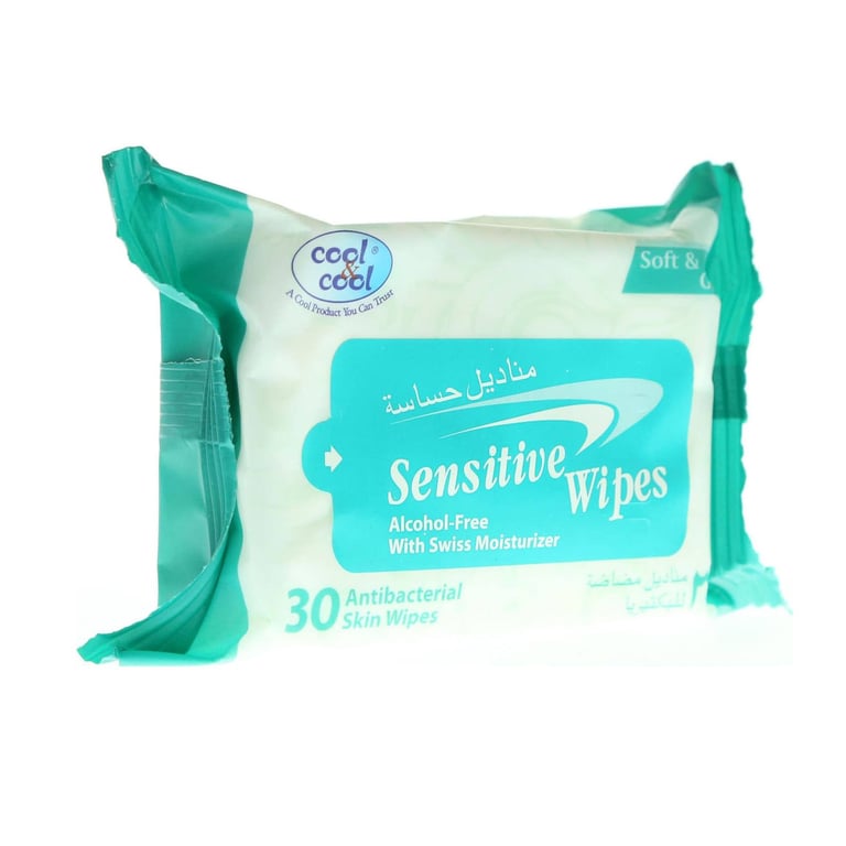 Cool &amp; Cool Sensitive Anti-Bacterial Wet 30 Wipes