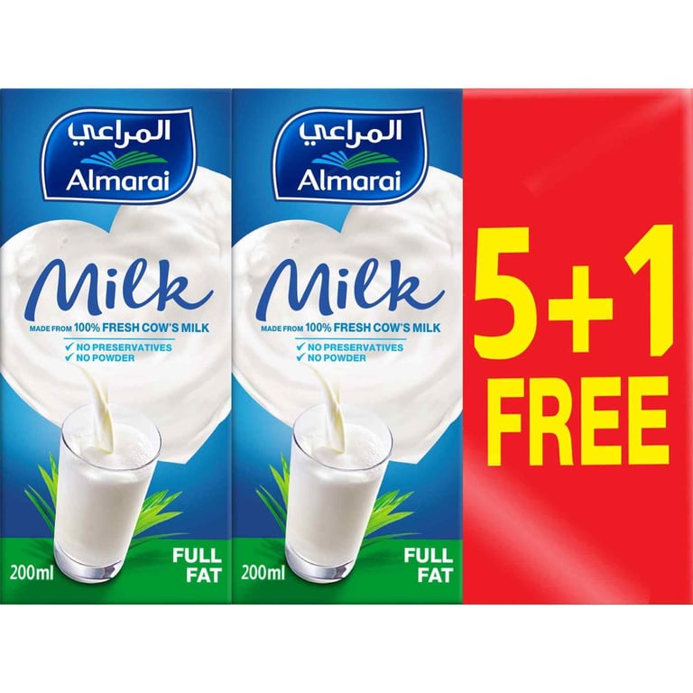 Almarai UHT Full Fat Milk 200ml x 6