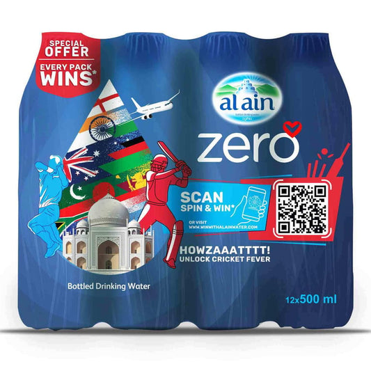 Al Ain Zero Bottled Drinking Water 500ml Pack of 12