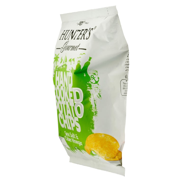 Hunters Gourmet Hand Cooked Sea Salt And Cider Vinegar Potato Chips 125g