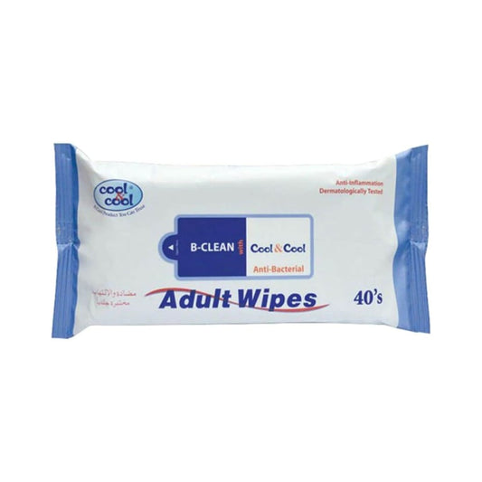 Cool &amp; Cool Anti-Bacterial Adult 40 Wipes White