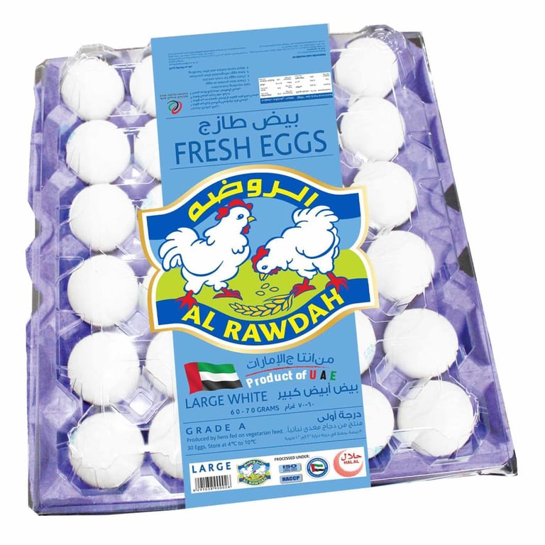 Al Rawdah Fresh White Large Eggs 30 PCS