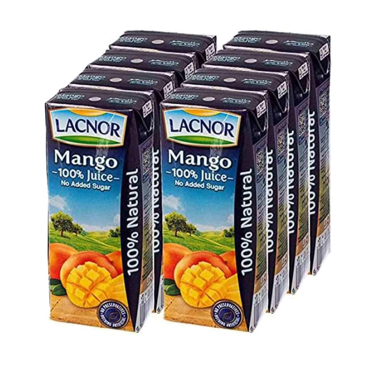 Lacnor Mango Juice No Added Sugar 180ml Pack of 8