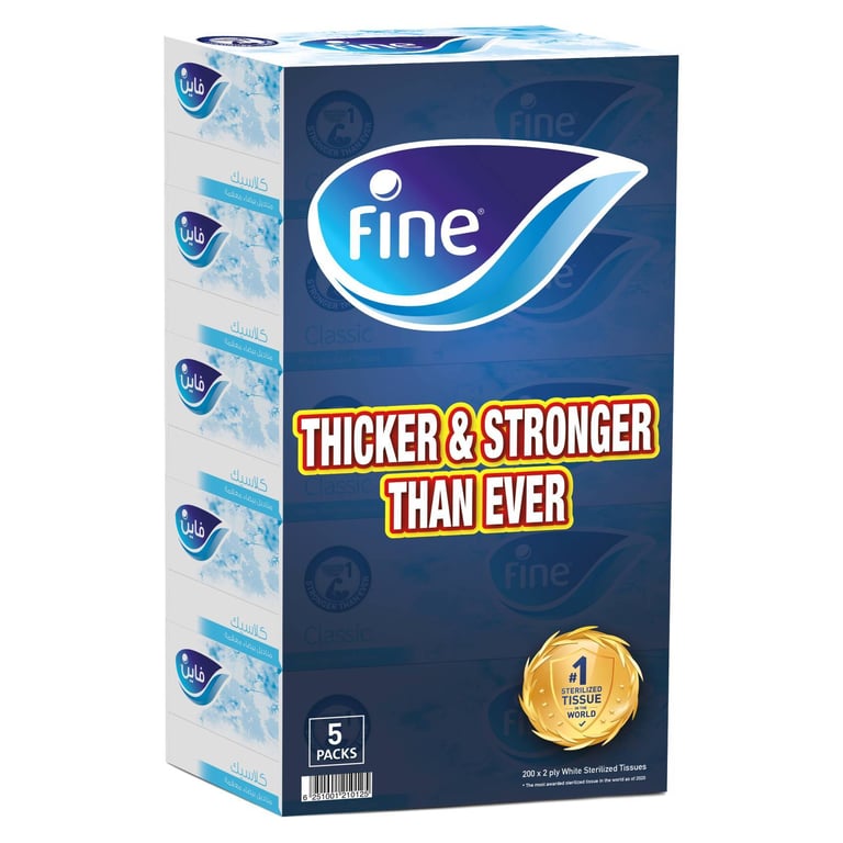 Fine Facial Tissue 200 Sheets X 2 Ply Pack Of 5&nbsp;