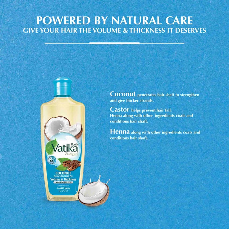 Dabur Vatika Naturals Coconut Enriched Hair Oil Volume And Thickness 300ml