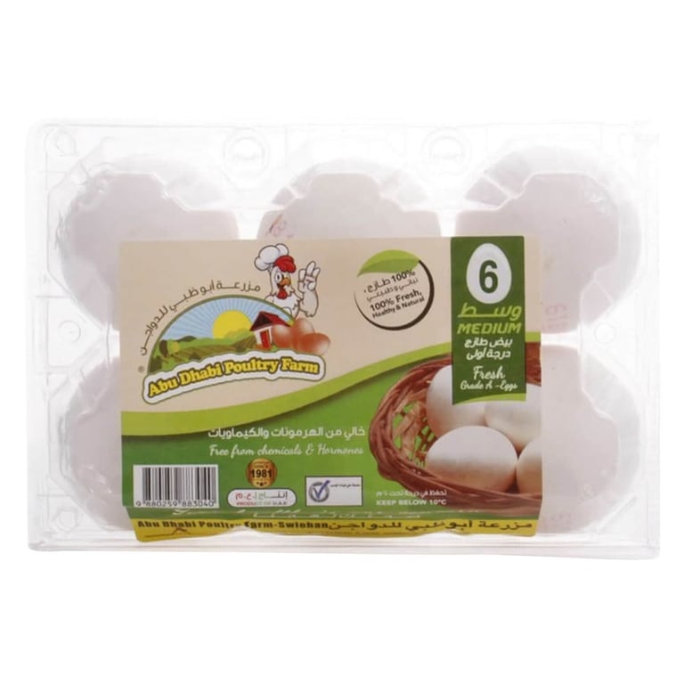 Abu Dhabi Medium White Eggs 6 PCS