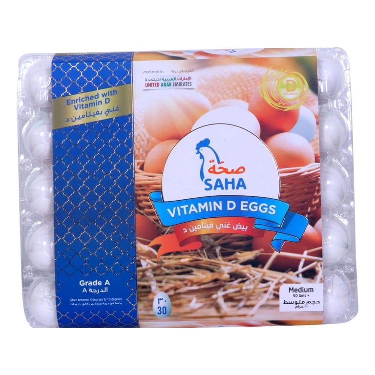 Saha Vitamin D White Eggs Medium 30 PCS