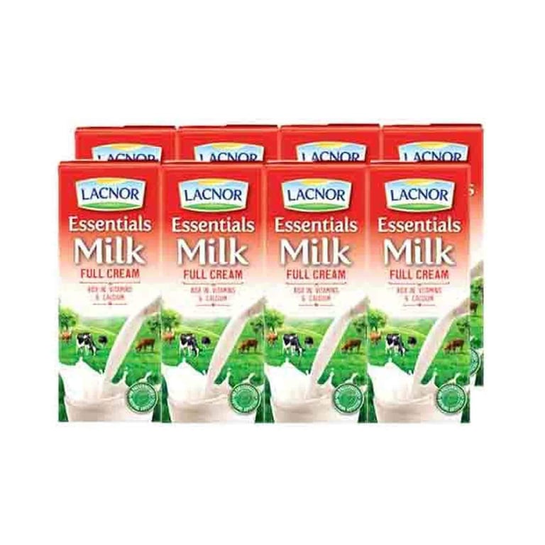 Lacnor Essentials Full Cream Milk 180ml Pack of 8