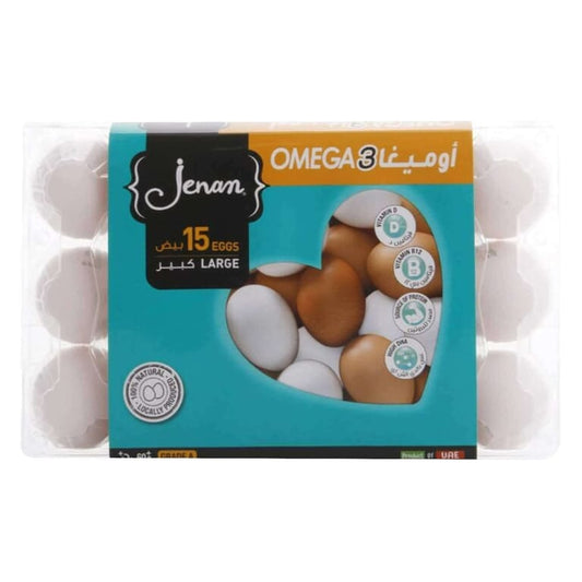 Jenan Omega 3 Large White Eggs 15 PCS