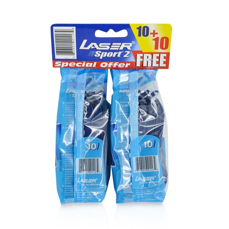 Laser Sport 2 Long Handle Disposable Razors Blue 20 Razors