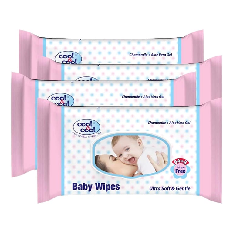 Cool &amp; Cool Baby Wipes White 72 Wipes Pack of 4