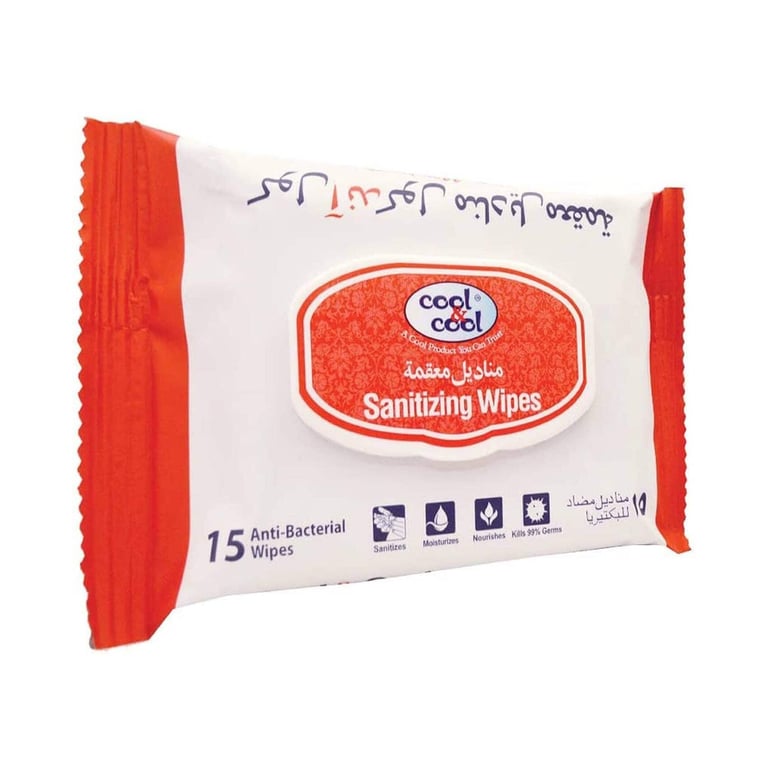 Cool &amp; Cool Sanitizing 15 Wet Wipes