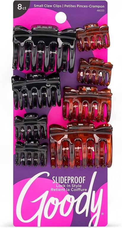 Goody Classics Claw Clips, Assorted Sizes And Colors, 8-Pack, All Hair Types, Great For Easily Pulling Up Your Hair, Pain-Free Hair Accessories For Women, Men, Boys And Girls