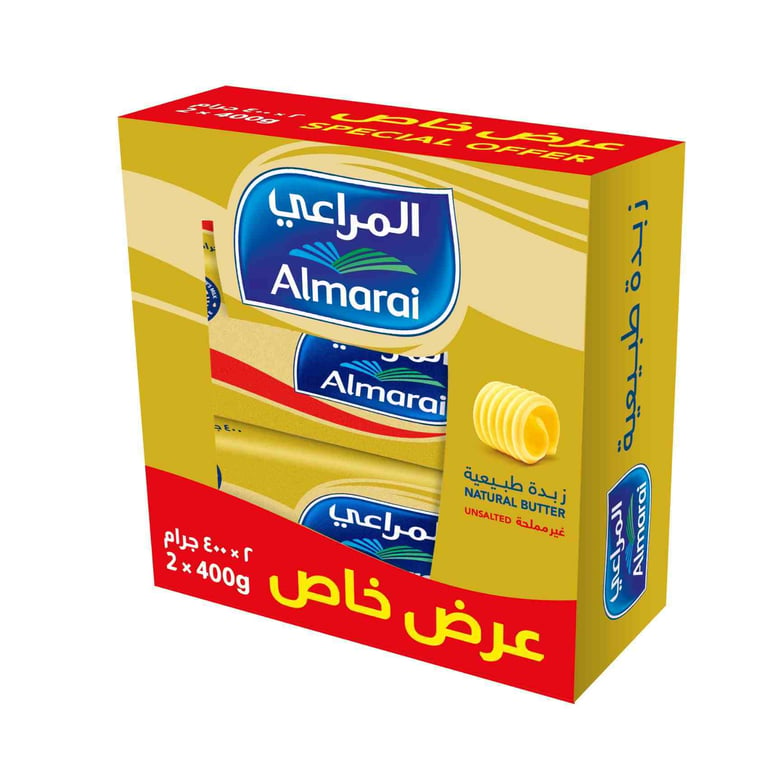 Almarai Natural Butter Unsalted 400g Pack of 2