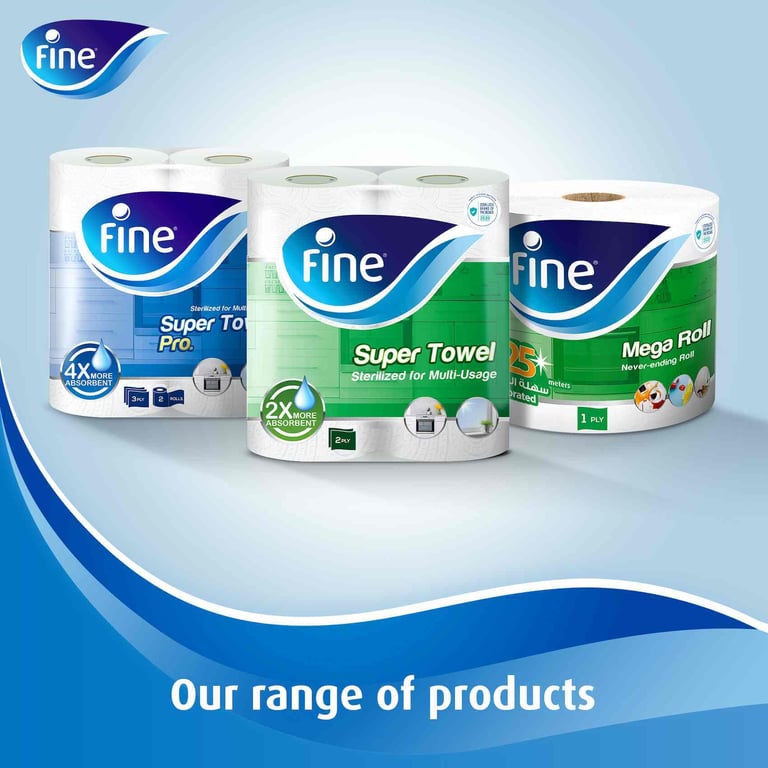 Fine Kitchen Tissue Roll 750Meters X 2 Ply 1 Mega Roll