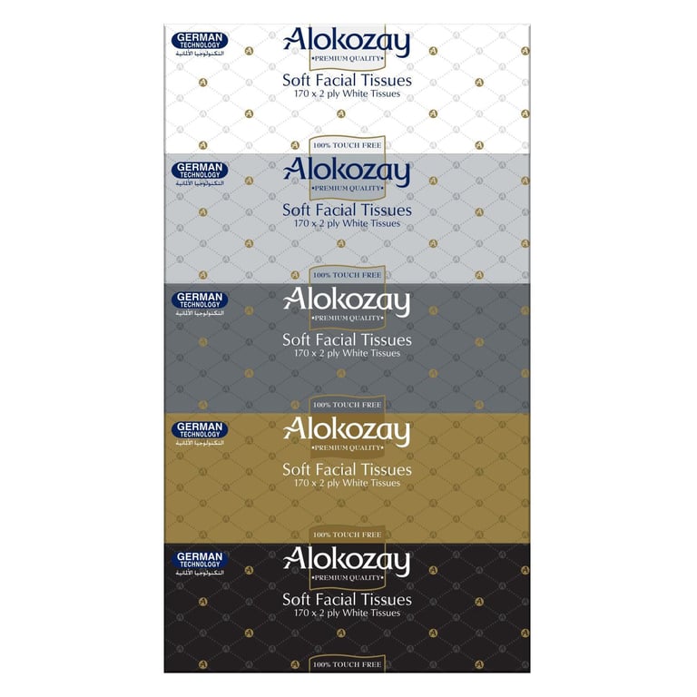 Alokozay 2 Ply Soft Facial Tissue 170 Sheets Pack of 5