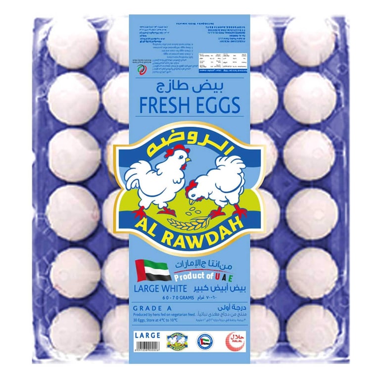 Al Rawdah Fresh White Large Eggs 30 PCS