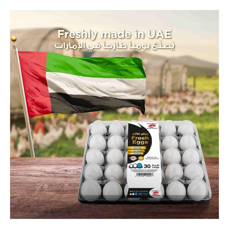 Al Ain Farms Fresh Large White Eggs 30 PCS