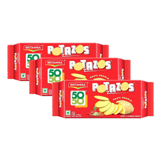 Britannia 50-50 Potazos Masti Masala Spicy Flavored Crisps 100g Pack of 3