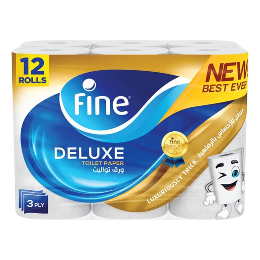 Fine Deluxe Toilet Paper 3 Ply 12 Rolls