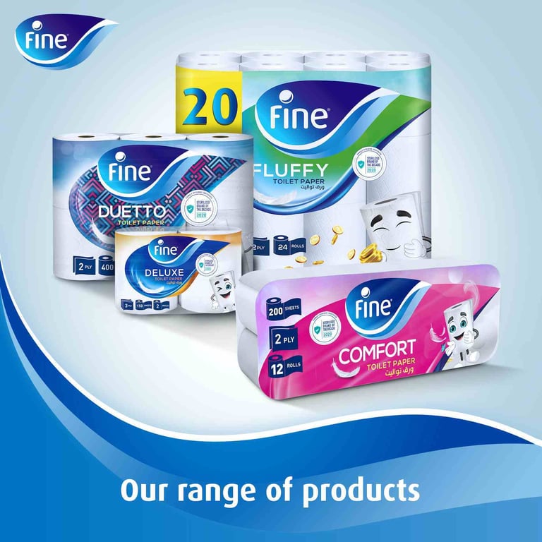 Fine Deluxe Toilet Paper 3 Ply 12 Rolls