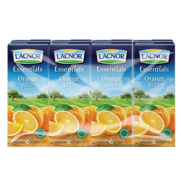 Lacnor Essentials Orange Juice 180ml Pack of 8