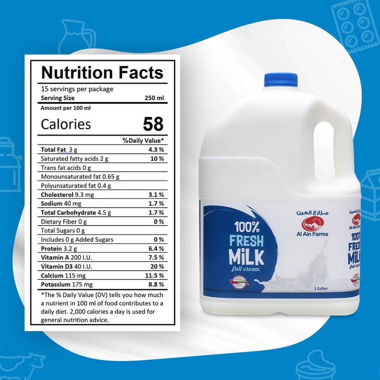 Al Ain Full Cream Fresh Milk 3.78L