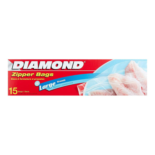 Diamond Freezer Zipper Large Clear 15 Bags