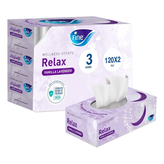 Fine Facial Tissue Wellness Box 120 Sheets X 2Ply Pack Of 3